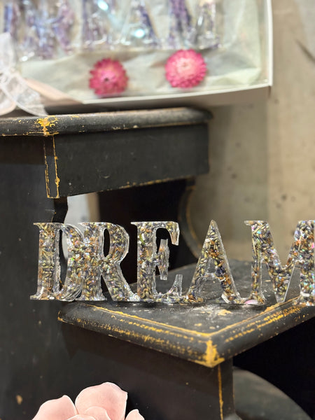 “Dream” Dried flower decor sign