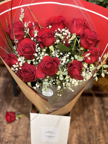 *NOT AVAILABLE BETWEEN MAY 7th - 14th* Dozen Roses RED with Luxury Wrapping