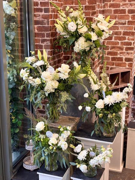 Tenderness Vase Collection. Classic Whites & Greens