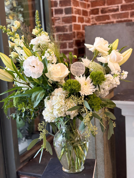 Tenderness Vase Collection. Classic Whites & Greens