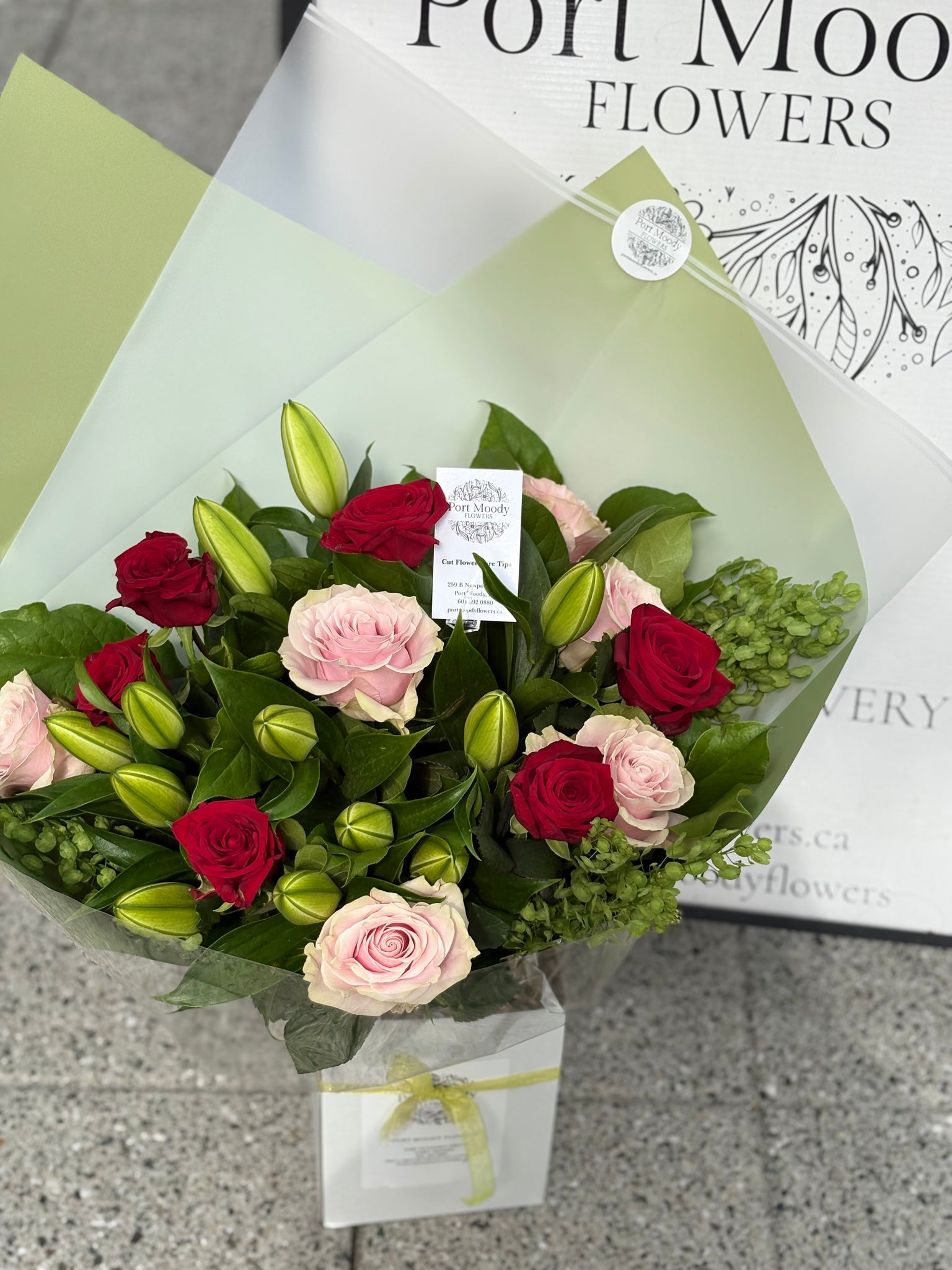 “The Love Note” - Roses & Lilies