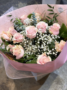 Dozen Pink Rose Bouquet with Luxury Wrapping