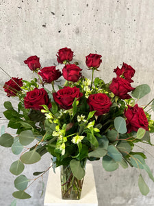 Dozen Red Roses Vase