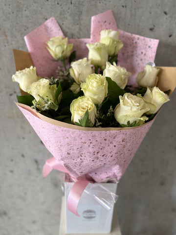 Dozen White Roses Bouquet