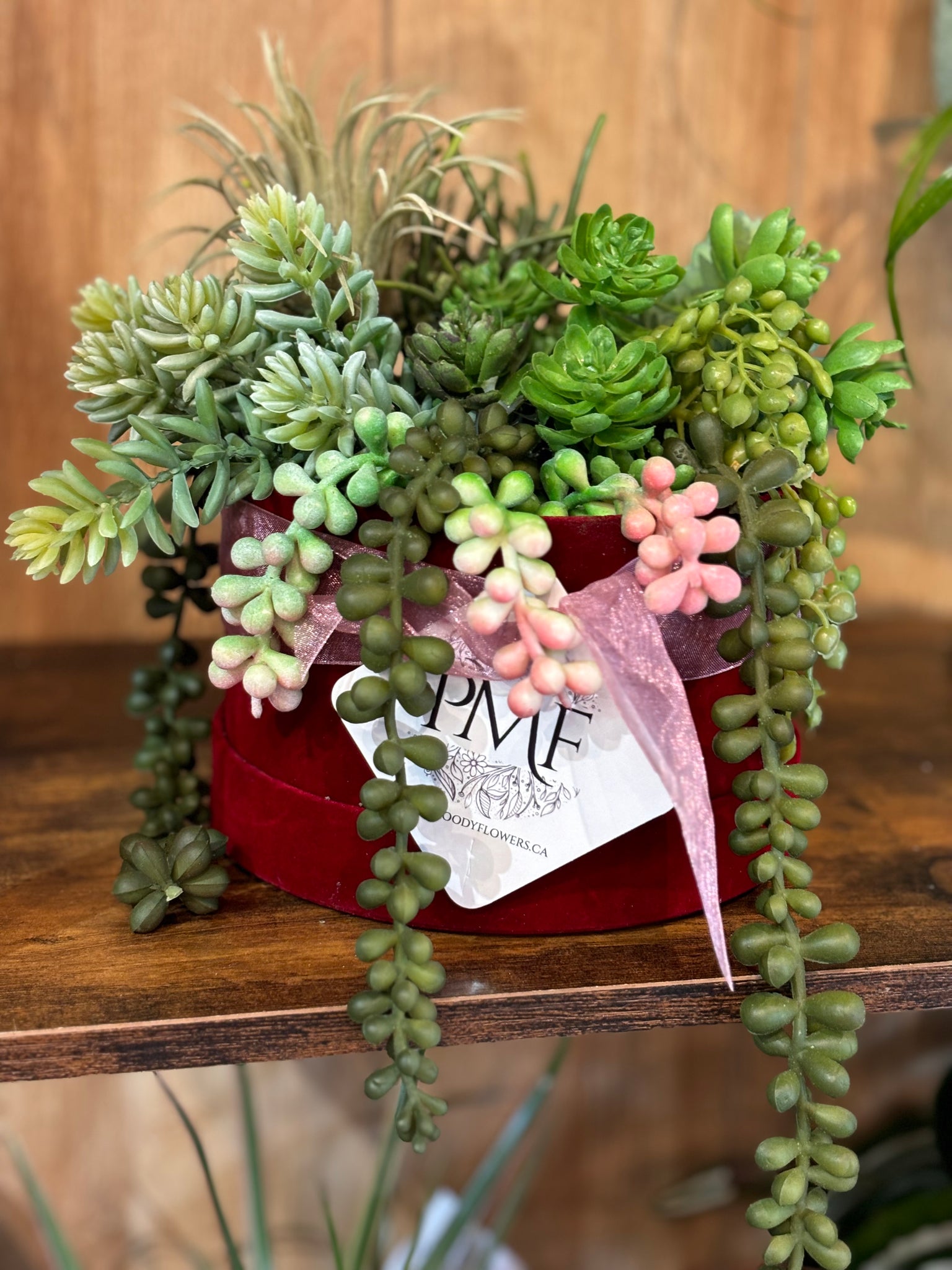 Faux Succulent Hat Box