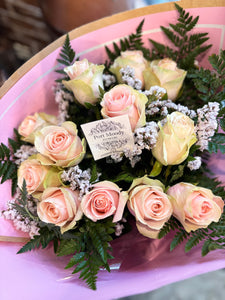 Dozen Pink Roses Bouquet