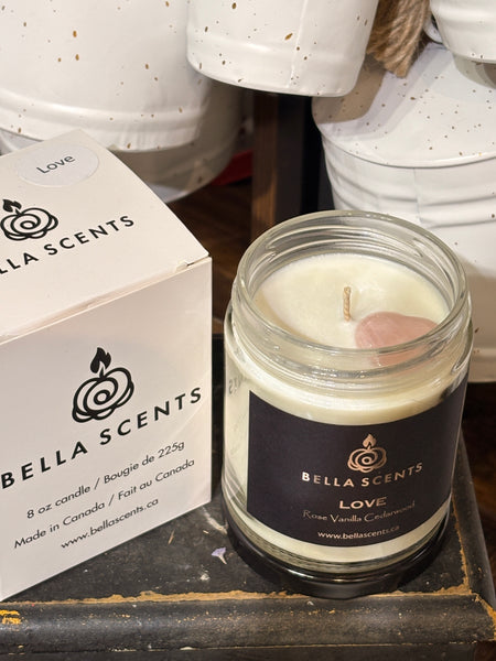 Bella Scents Essential Oil Candles with Crystal