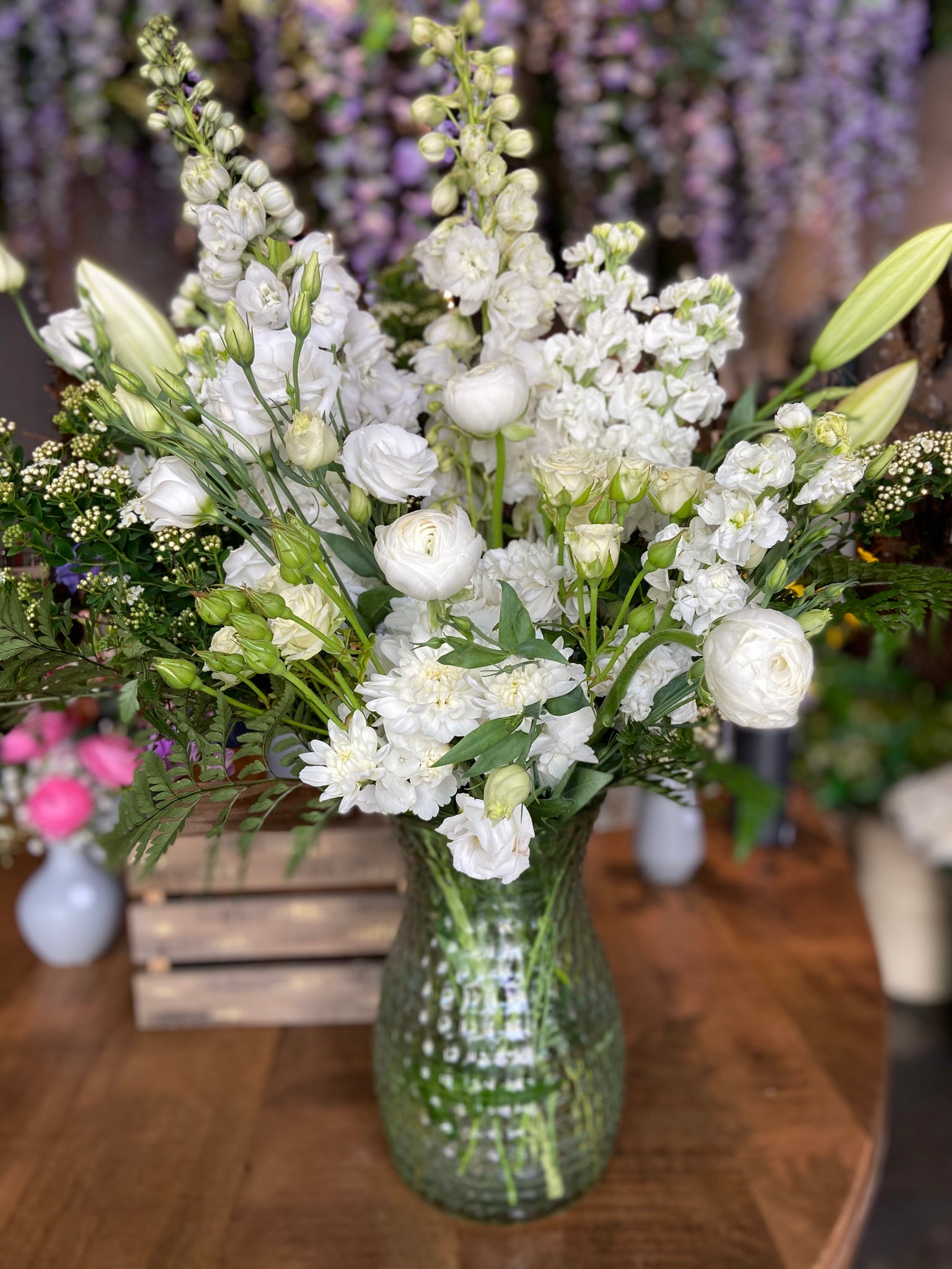 Tenderness Vase - Whites & Greens. Pick your size