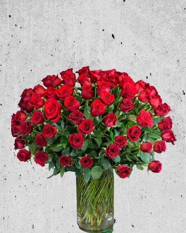 100 Red Roses vase arrangement
