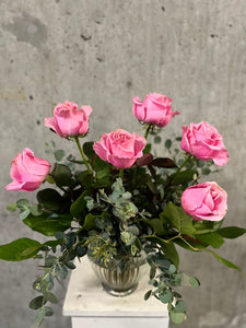 Half Dozen Roses Vase - pick your colour